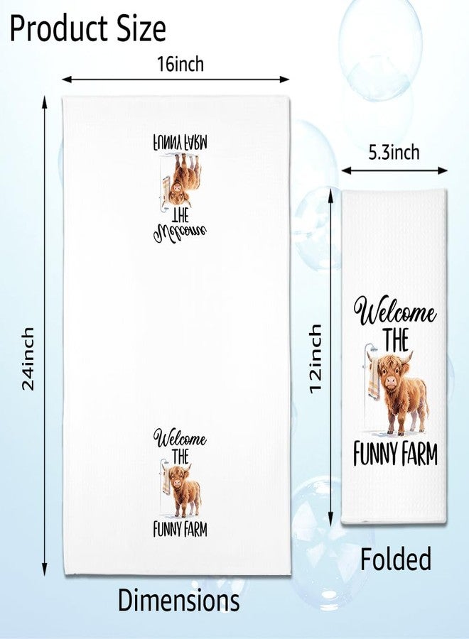 ZBBFSCSB Highland Cow Bathroom Dcor Hand Towel 2 Pack, Cute Highland Cow Farmhouse Bathroom Decor Hand Towels, Funny Animal Decorative Hand Towel Housewarming Gifts for Hostess Mom Sister Friend - Image 2